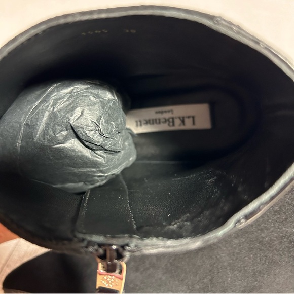 L. K. Bennett Alis black patent leather and suede ankle booties size 7 - Picture 7 of 11